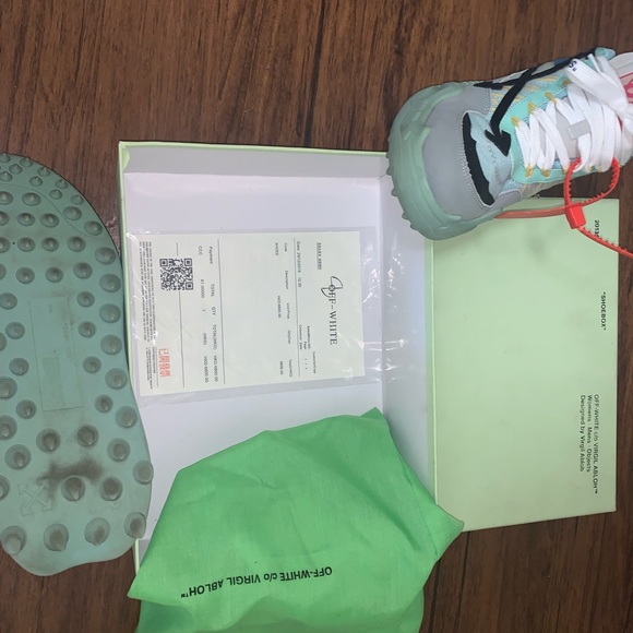 Off-White Mint and Gray Sneakers